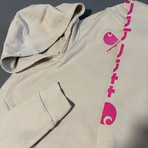 Carhartt Hoodie Boys M 10 Peach Pullover Sweatshirt Fleece Lined Spell Out Logo